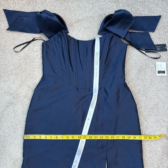 Alfred Sung D854 Bow Off‎ The Shoulder Corset Gown Midnight Navy 12 - Picture 8 of 9